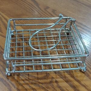 Silver Metal Footed Napkin Holder